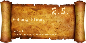 Rohony Simon névjegykártya